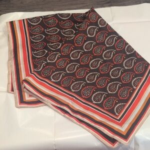 Paisley Print Square Scarf in Brown, Orange & Cream